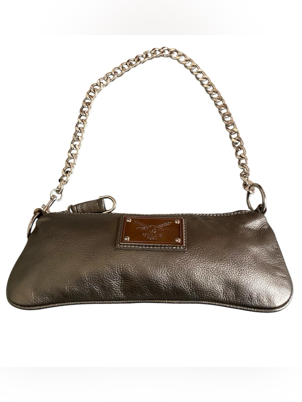 Guia’s genuine metallic leather chain shoulder bag